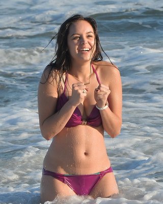 Hayley Orrantia Shows Off Her Hot Body In A Skimpy Pink Bikini At The Beach In L