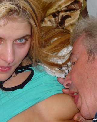 Blonde Teenage Girl With A Mouthful Of Warm Senior Semen