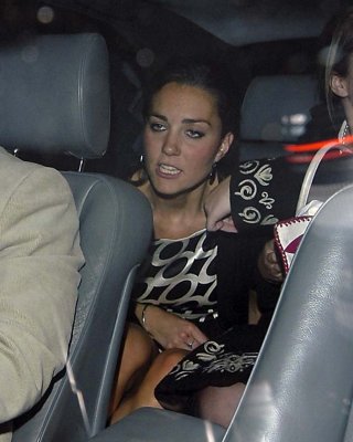 Princess Kate Middleton flashing her panties upskirt in car paparazzi pictures #75306444