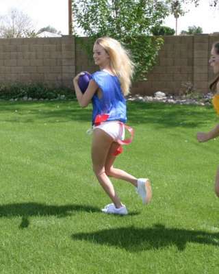 Jordan Capri And Her Girlfriends Playing Flag Football In Panties!