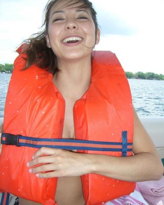 Real Amateur Teen Girl Boating Topless