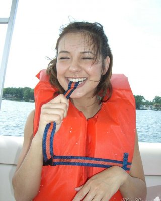 Real Amateur Teen Girl Boating Topless