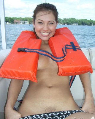 Real Amateur Teen Girl Boating Topless