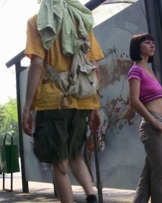 Cute chick finds no better place to wet her pants than this bus stop #73239395