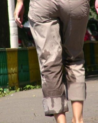 Cute chick finds no better place to wet her pants than this bus stop #73239437