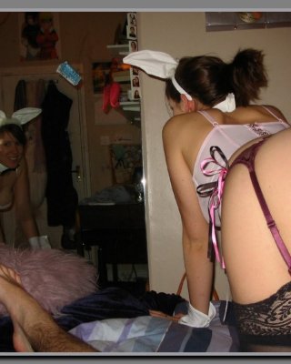 Amateur girlfriend dressed like a bunny sucking cock #77712191