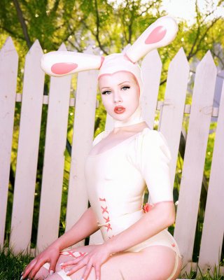 Mosh Pulls Off Her Sexy Latex Bunny Outfit Outdoor