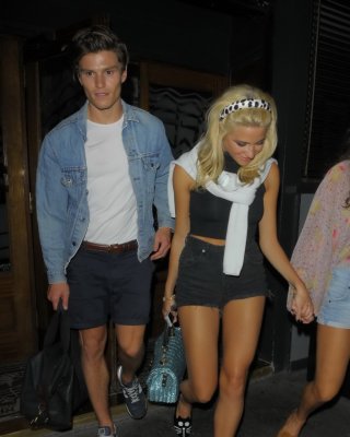 Pixie Lott Wearing Tight Black Belly Top And Shorts Night Out In London