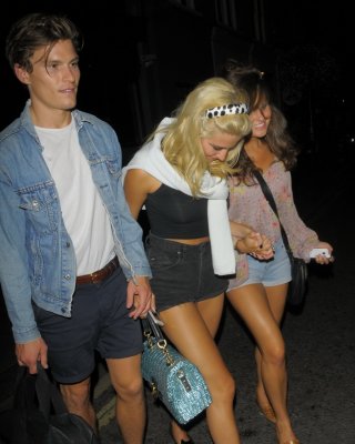 Pixie Lott Wearing Tight Black Belly Top And Shorts Night Out In London