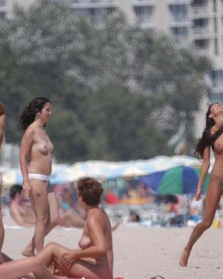 Nudist Teen Friends Frolic Around At A Nude Beach