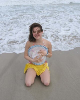 Cute Young Hottie Christine Young Teasing On A Nice Beach