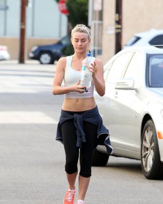 Julianne Hough Wearing See-through Belly Top  Leggings Out In Studio City