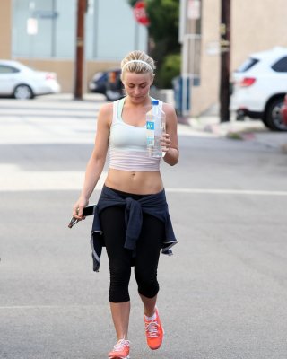 Julianne Hough Wearing See-through Belly Top  Leggings Out In Studio City