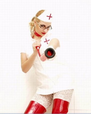Busty nurse Nicole in latex uniform #72684201