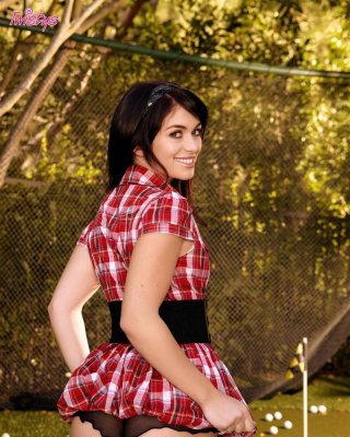 Ashlyn Rae Strips Off Cute Red Plaid Dress After Round Of Golf