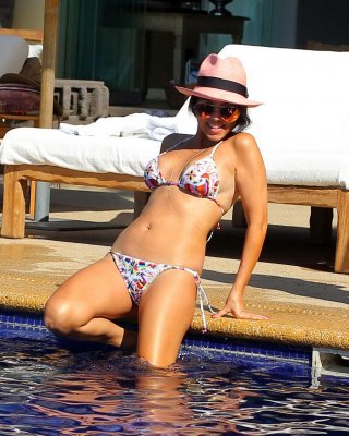 Kourtney Kardashian in bikini making out with a big seal at the pool in Mexico #75205747