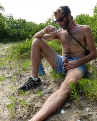 Horny Hippie Gay Guy Jerking Off Outdoors