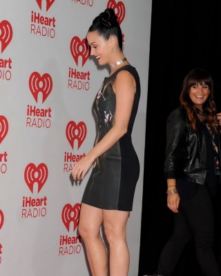 Katy Perry Wearing Leather Belly Top  Mini Skirt At 2013 IHeartRadio Music Festi