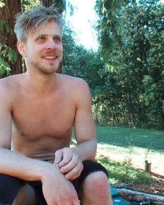 Logan STevens Is Chased Barefooted In The Woods By A Gang Of Horny Men.