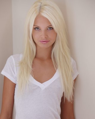 Francesca slips out of her white cotton t-shirt and panties in the soft morning  #71387763