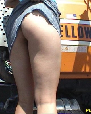 Kinky Dildo In Pussy Play In Public On A Truck Bed