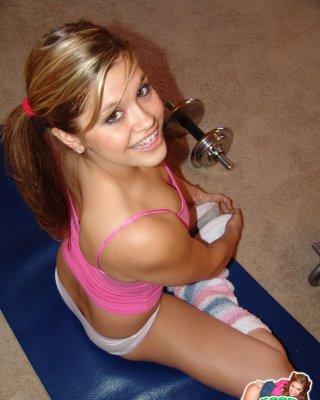 Teen Working Out Inside The Gym Naked