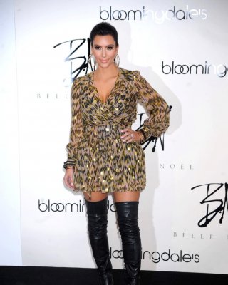 Kim Kardashian In Fuckme Boots Promoting Her Belle Noel Jewelry Line At Blooming