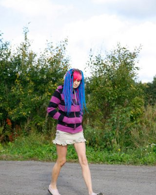 Naughty teen with a pink and blue hair caught peeing #78690495