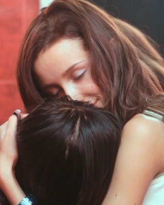 Cute teen brunettes kissing in horny lesbian sex game #74759237