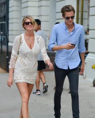 Kate Upton Leggy  Cleavy Wearing A Lace Mini Dress Out In NYC