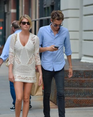 Kate Upton Leggy  Cleavy Wearing A Lace Mini Dress Out In NYC