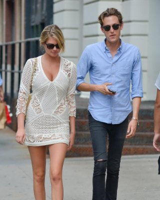 Kate Upton Leggy  Cleavy Wearing A Lace Mini Dress Out In NYC