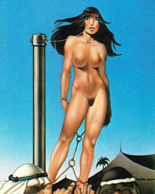 ヴィンテージ性的ボンデージの痛みを伴うアートワークの美しい女性
 #69665020