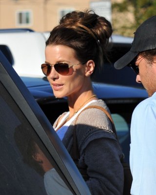 Kate Beckinsale Leggy Wearing Denim Shorts  Boots Out In  In Brentwood