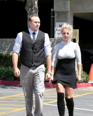Britney Spears in tight little dress  fuck-me boots leaving a church in Thousand #75223170