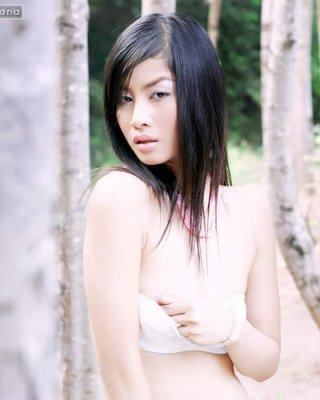 Wunderschöne asiatische Babe posiert draußen
 #70029137