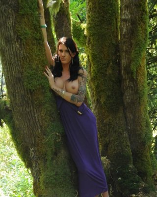 Brunette Tgirl Morgan Bailey Posing In The Woods