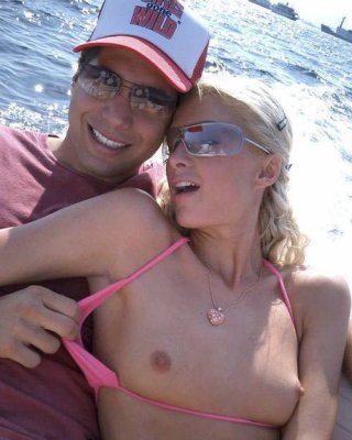 Paris Hilton showing her tits and posing in black stockings #75426864