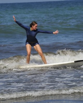 Brooke Shields Busty Showing Her Nipple Pokies While Surfing At The Beach In Cos