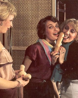 Three Retro Lesbians Trying Out A Fucking Machine