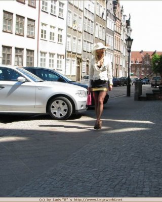 German Lady Barbara In Stockings Posing In Public