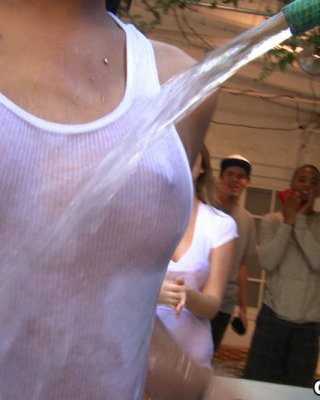 Amateur Teenies Get Soaked At College Sorority Wet T-shirt Party