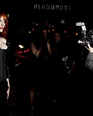 Christina Hendricks showing huge cleavage at Vivienne Westwood LA store opening #75310364