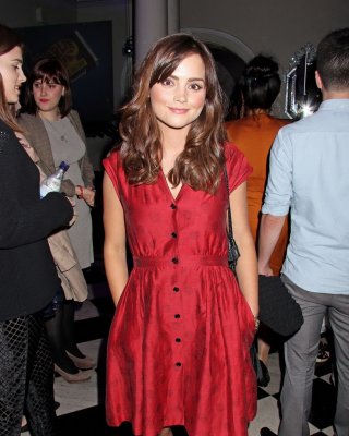 Jenna Louise Coleman Wearing Red Hot Polka Dot Dress At The Charlie And The Choc