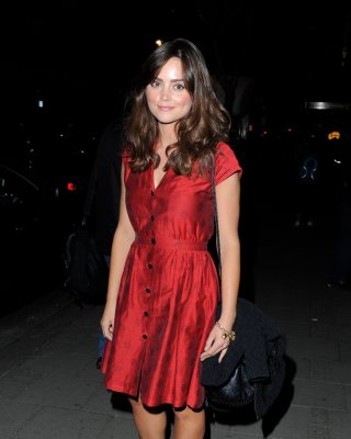 Jenna Louise Coleman Wearing Red Hot Polka Dot Dress At The Charlie And The Choc