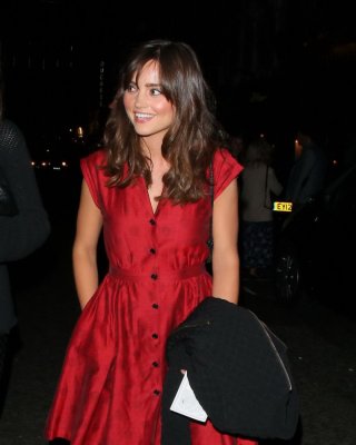 Jenna Louise Coleman Wearing Red Hot Polka Dot Dress At The Charlie And The Choc