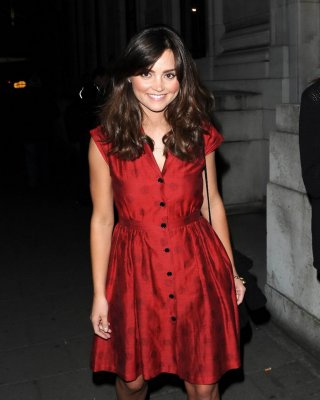 Jenna Louise Coleman Wearing Red Hot Polka Dot Dress At The Charlie And The Choc