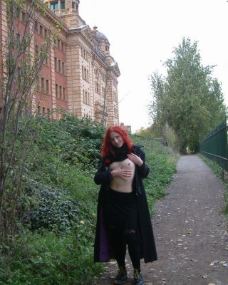 Redhead Amateur Exhibitionist Flashing Small Tits And Unshaved Pussy Outdoors Wi