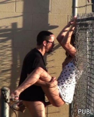 Horny amateur couple caught having sex in public #78608142