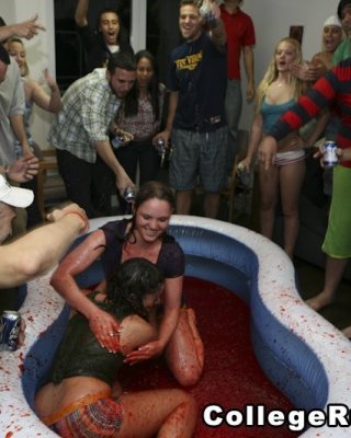 Mud Wrestling Coeds Get Naked At A College Party